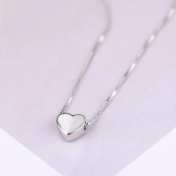 *NEW 925 Sterling Silver Simple Heart Necklace